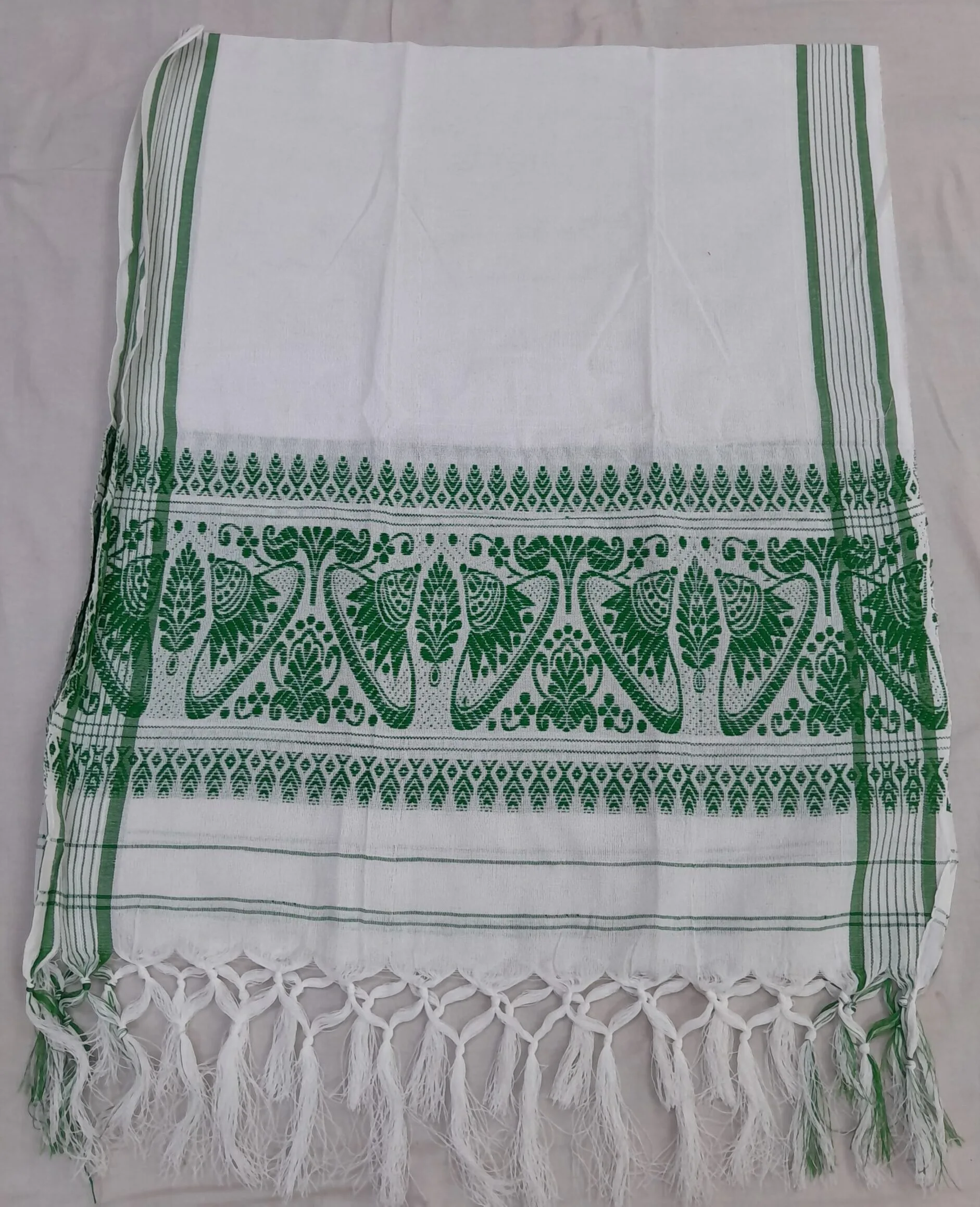 Green Print Border Gamcha