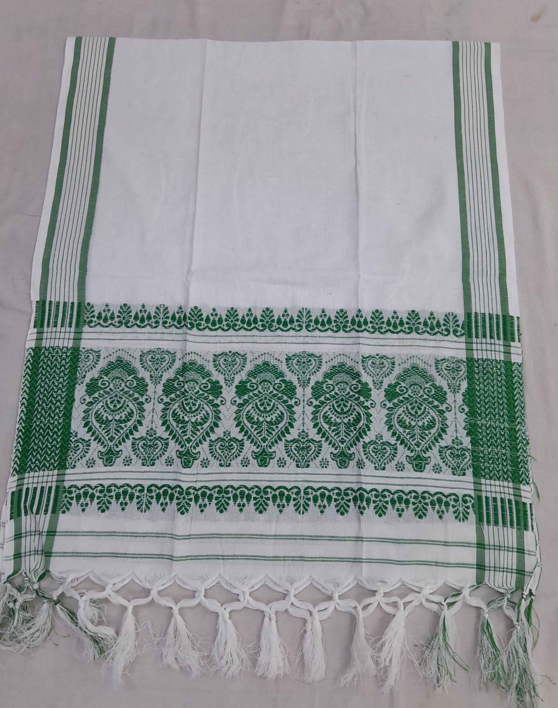 Green Print & Border Gamcha
