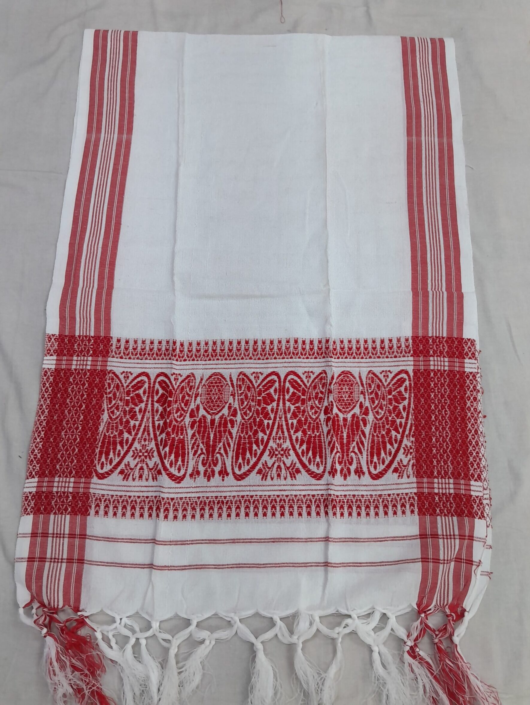 Red Printed Border Gamcha