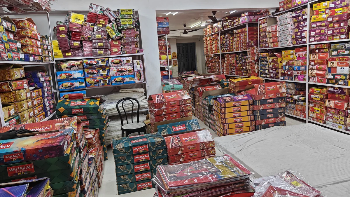 Festive gifting silk sarees and boxed Durga Puja collection at Santosh Synthetics Jamshedpur wholesale