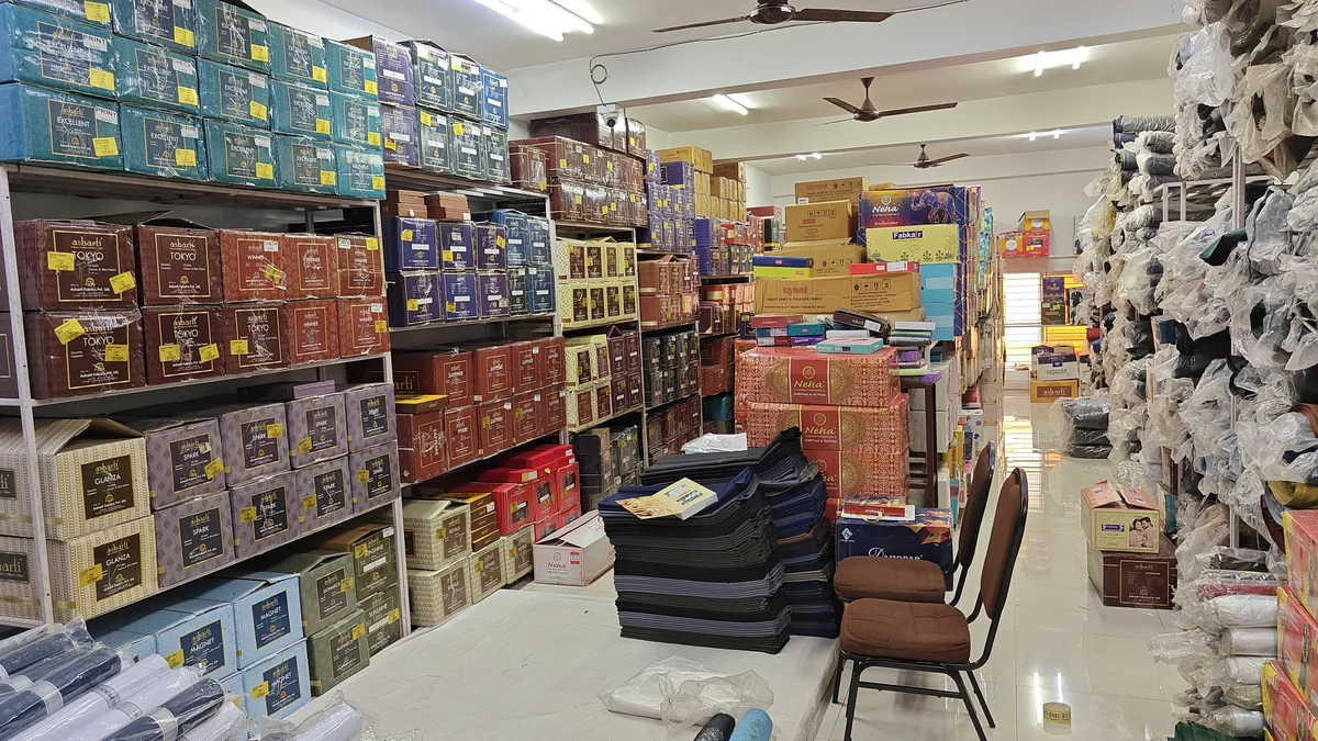 Premium suiting and shirting fabrics from Raymond and Siyaram at Santosh Synthetics wholesale depot Jugsalai Jamshedpur